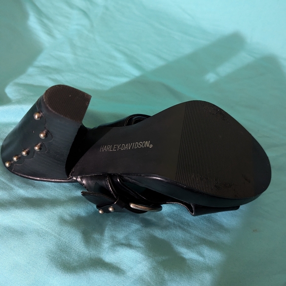 Harley Davidson chunky heeled black with studs size 7 - Picture 4 of 6